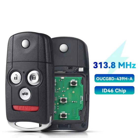 2007-2008 Acura TL / 4-Button Flip Key / PN: 3511-306 / OUCG8D-439H-A (AFTERMARKET)